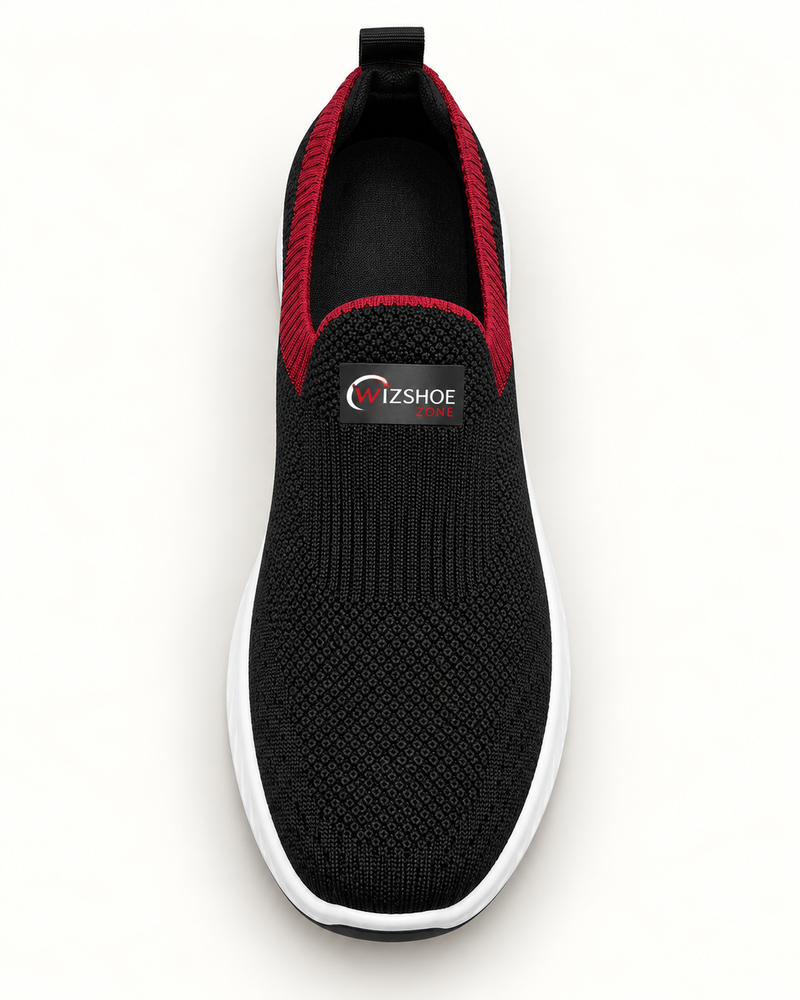 Women Knitted Slip-On Sneakers — Black