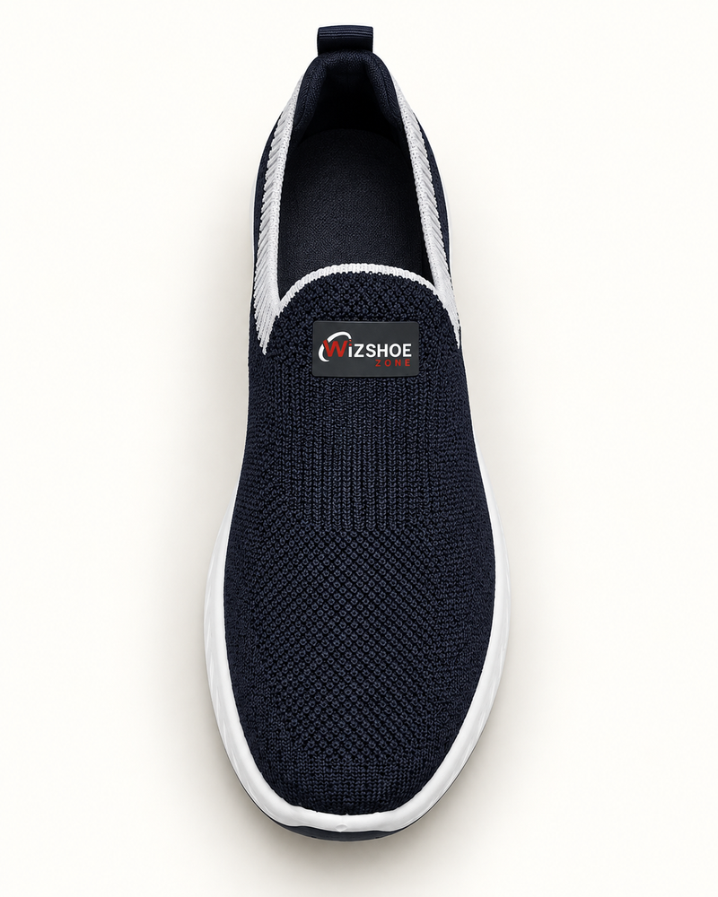 Women Knitted Slip-On Sneakers — Navy Blue