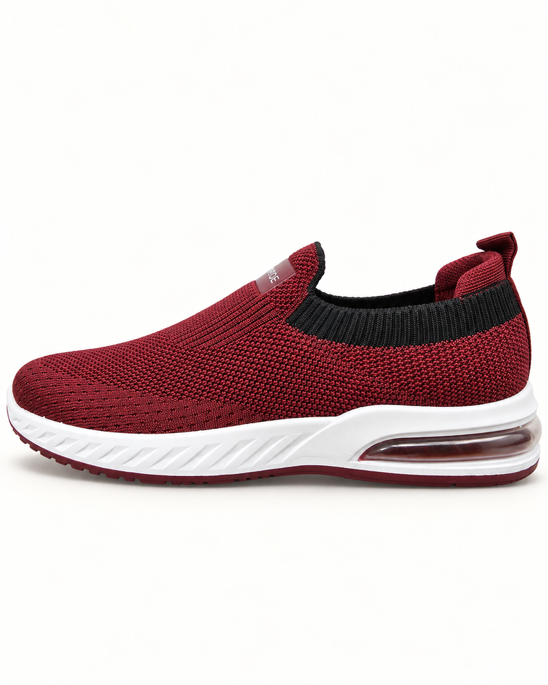 Women Knitted Slip-On Sneakers — Burgundy