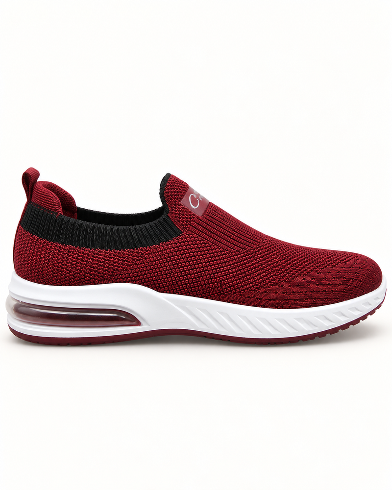 Women Knitted Slip-On Sneakers — Burgundy